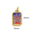 Rectangle gold-plated tarot pendant with colorful enamel flame and twisted rope border - Red White Blue Flame Style (7)