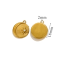 Golden 18mm round stainless steel pendant with embossed crescent star and zircon - Sun Moon