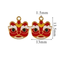 Enamel lion dance charm in festive red color for DIY jewelry making with dimensions - Traditional Lion Dance Head Red Style (22)