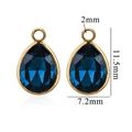 Deep blue teardrop crystal pendant in gold setting with detailed size measurements - Royal Blue (Small-9)
