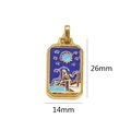 Enameled tarot pendant in gold-plated stainless steel with starry sky scene, 26mm x 14mm - Dark Blue Tarot Moon Style (9)