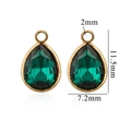 Gold plated stainless steel water drop pendant with emerald green crystal 11.5x7.2mm - Emerald Green (Small-5)