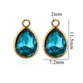 Pear shaped sea blue crystal pendant with gold plating and 11.5mm height measurement - Lake Blue (Small-6)