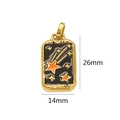 The Star Tarot rectangular pendant with black enamel and orange shooting star design - Black Tarot Star Style (13)