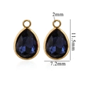 Dark blue pear-cut crystal pendant with gold stainless steel frame and 11.5mm length - Navy Blue (Small-7)