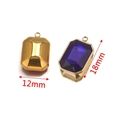 Pendentif rectangulaire en cristal bleu et acier inoxydable doré, dimensions 18x12mm DIY - Style B Bleu Roi