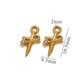 Golden stainless steel cross pendant with zircon, 10.5mm size for jewelry making - Letter B