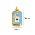 Golden tarot pendant with Hamsa hand and blue enamel details, size 26mm by 14mm - Hamsa Hand Style (14)