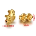 Perla in acciaio inossidabile dorato 16mm x 10mm con foro da 1mm per gioielli - 10x16mm (Confezione da 5 Pezzi) / Oro