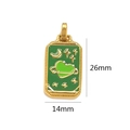 Rectangular green enamel tarot pendant with golden moon and heart, size 26x14mm - Bright Green Moon Heart Style (15)