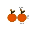 Orange fruit charm pendant in stainless steel with green leaves and size markings - Orange Shape Enamel Style (29)