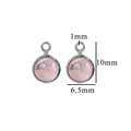 Rosa runder Geburtsstein-Anhänger in Silberfassung, 10 mm Höhe für DIY-Schmuckherstellung - 10mm / Rosa-Stahl