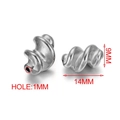 Perline distanziatrici in acciaio inox argento intrecciate 14mm con foro 1mm per gioielli - 9x14mm (Confezione da 5 Pezzi) / Colore acciaio