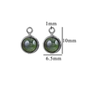 Paar 10mm Edelstahl-Geburtssteinanhänger mit grünem Cabochon-Stein in Silberfassung - 10mm / Grün-Stahl