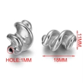 Perlina a spirale in acciaio inossidabile argento per gioielli fai da te 11x18mm - 11x18mm (Confezione da 5 Pezzi) / Colore acciaio