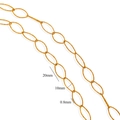 18K gold plated large paperclip chain link 20x10mm for DIY jewelry making - Gold Hammered Oval Chain (G2)