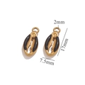 Detail view of 17mm gold plated cowrie shell pendant with black enamel for DIY jewelry - Black (Double-sided)