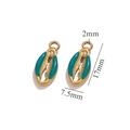 Detail showing 17x7.5mm gold-plated teal enamel cowrie shell pendant with dimensions - Green (Double-sided)