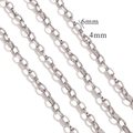 Bright silver oval link chain in stainless steel with 4mm and 6mm width options - 4mm