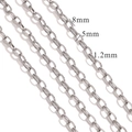 Silver stainless steel oval link chains for DIY jewelry in 8mm, 5mm and 1.2mm widths - 5mm