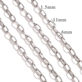 Silver stainless steel paperclip chain 1.5mm thickness and 11x6mm links for DIY jewelry - 6mm