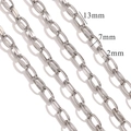 Silberne Büroklammer-Ketten Glieder aus Edelstahl mit 13mm x 7mm Maßen für Schmuck - 7mm
