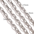Edelstahl O-Gliederketten in Silber in drei Größen inklusive 15mm, 8mm und 3mm - 8mm