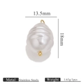 Detailed size parameters of 13.5mm by 18mm baroque pearl pendant in stainless steel - Large Geometric (13.5x18mm)
