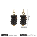 Brown stone bead pendant for jewelry with gold stainless steel loop, 15x6mm size - Black