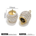 10mm stainless steel gold and white ball bead with rhinestones for DIY jewelry - Gold Rhinestone Bell