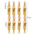 Handmade stainless steel DIY connector with natural amber beads and pink pearl - Topaz