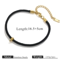 Schwarzes geflochtenes Armband mit Edelstahl-Karabinerverschluss und goldener Verlängerung - Schwarzes Seil Goldmetall
