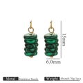 Vertical green and black striped stone pendant with gold hook in stainless steel - Malachite