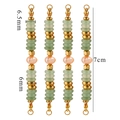 DIY stainless steel link with green flat beads and light pink pearl for jewelry making - Green Aventurine