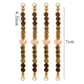 Brown natural stone and pearl stainless steel beaded pendants set with 7cm total length - Jasper