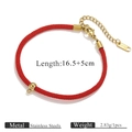 Rote geflochtene Armband-Kette mit goldenem Edelstahlverschluss und Verlängerung - Rotes Seil Goldmetall