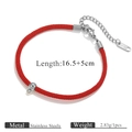 Rode gevlochten armband met roestvrijstalen karabijnsluiting en verlengketting - Rood Touw Staal