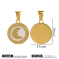 Pendentif lune en acier inoxydable plaqué or 18 carats de 15mm de diamètre et 18mm - Lune