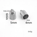 Textured 18K gold-plated stainless steel rope end cap with 2mm ring hole and 4mm inner diameter - Hole 4mm - Steel Color
