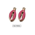 DIY shell pendant in rose pink and gold stainless steel finish, size 17x8mm - Pink
