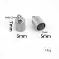Silver stainless steel textured cord end cap for jewelry DIY with 2mm hanging loop - Hole 5mm - Steel Color
