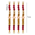 Handmade stainless steel connector charm with natural stone beads and 4.5mm pink pearl - Red Agate