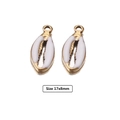 Golden stainless steel seashell charm with white enamel detail, size 17x8mm - White
