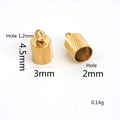 Polished 18K gold-plated stainless steel cord end cap with textured spiral design for DIY - Hole 2mm - Gold