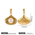 Golden shell-shaped pearl pendants in stainless steel with 22mm size and 5.08g weight - Matte Texture Shell Style (Pearl Pendant 4)