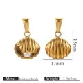 Golden stainless steel shell pendant with pearl accent, 17mm width for jewelry making - Open Shell Shape Style (Pearl Pendant 5)