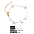 Detail view of gold stainless steel pearl bracelet with dimensions and material specs - Style 6 Bracelet