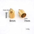 9mm gold stainless steel textured cord end caps with 18K plating for DIY jewelry making - Hole 7mm - Gold