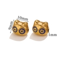 Golden owl bead charms with blue enamel eyes for DIY bracelet jewelry making - Blue Cat