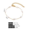 Détail d'un bracelet en acier inoxydable doré avec perles, dimensions et fermoir mousqueton - Bracelet Perle de Riz